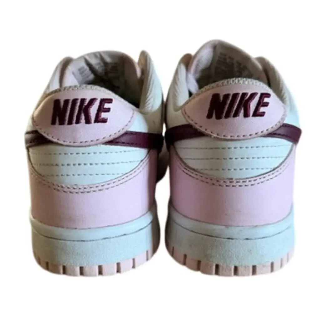 Nike Dunk Low Women’s Pink White Burgundy Sneakers Size 8.5